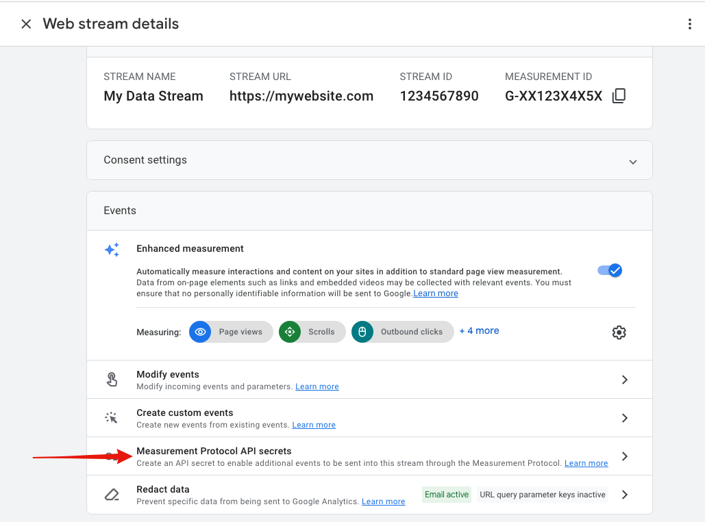 Google Analytics - Measurement Protocol API Key