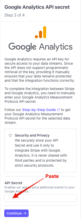 Google Analytics - Measurement Protocol API Key - Paste