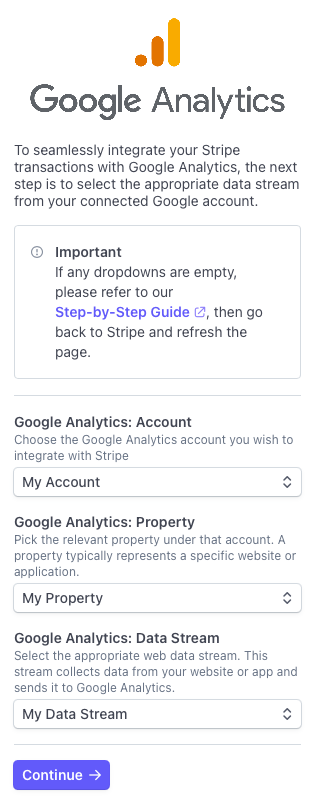 Paytics: Select GA4 Data Stream